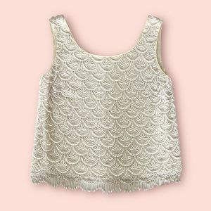 Vintage Lace Beaded Embellished Sleeveless Top
